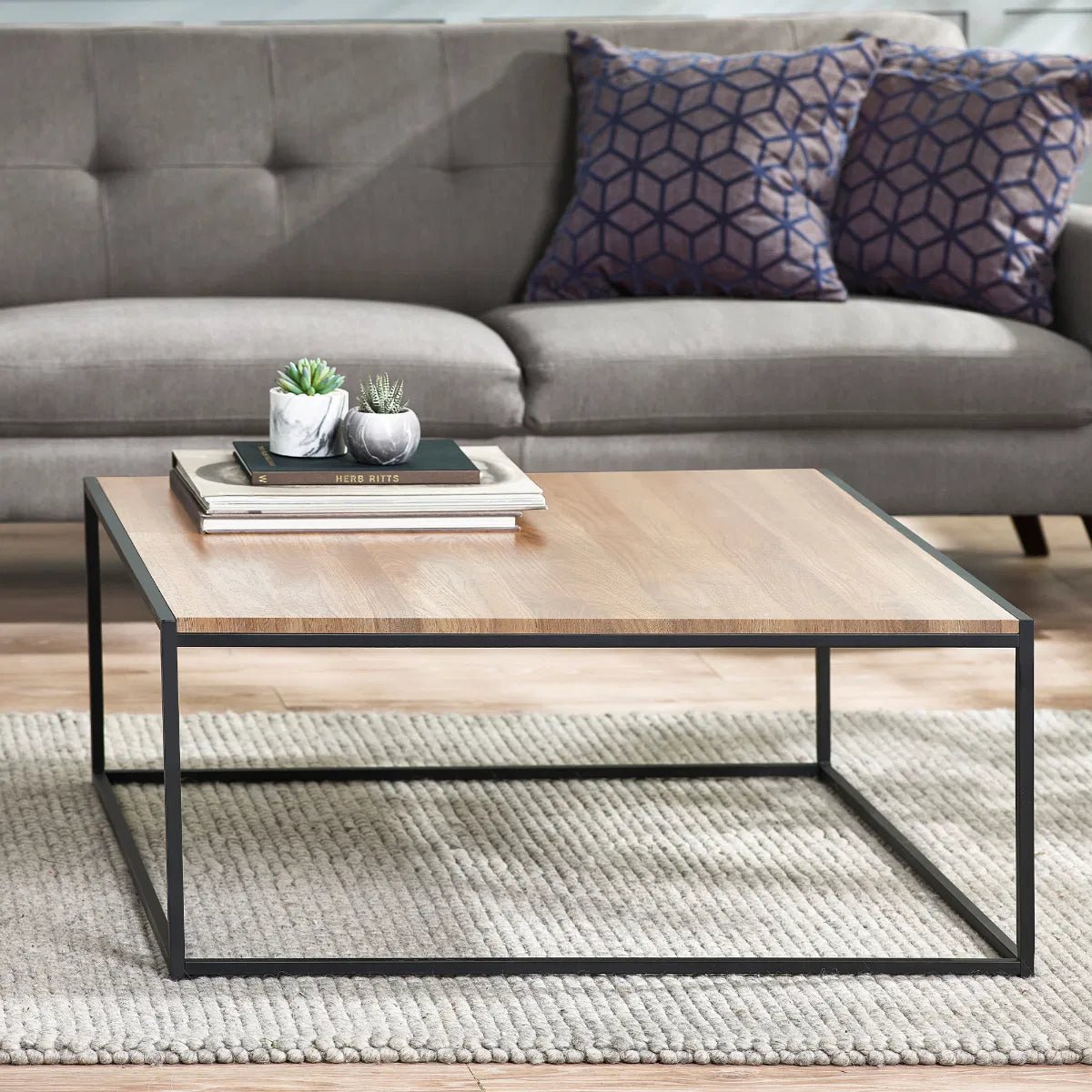 Tribeca Metal Frame Square Coffee Table - Julian Bowen