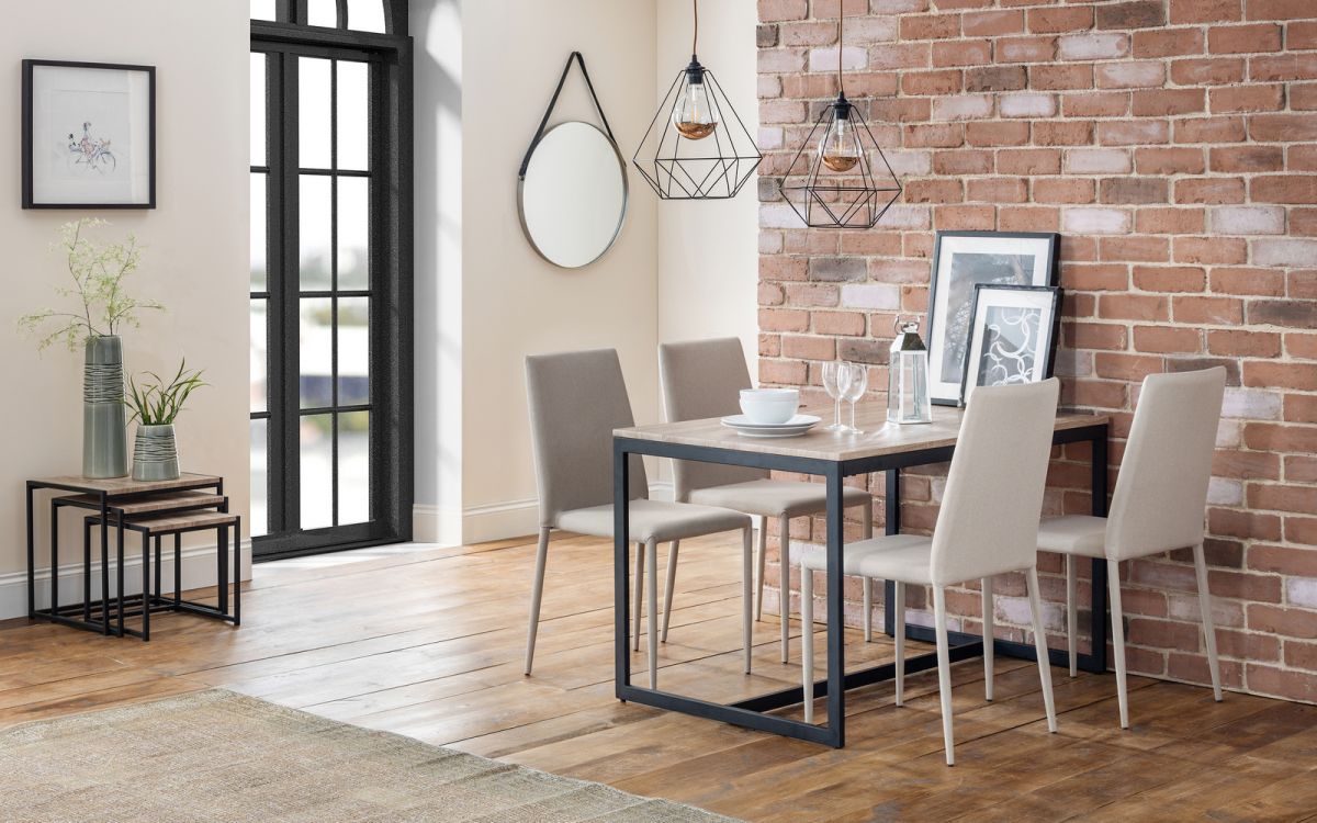 Tribeca Sonoma Oak Dining Table with Black Metal Legs