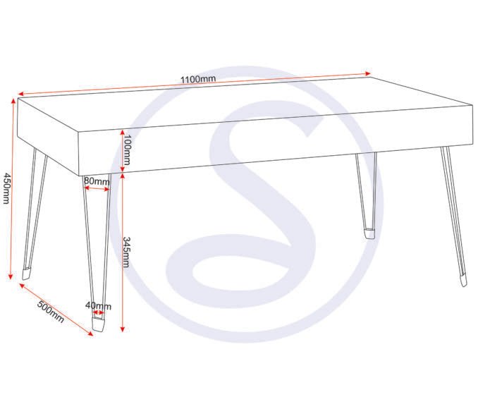 Troy Chunky Coffee Table with Hairpin Legs - Seconique