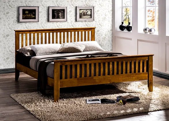 Turin Wooden High Foot End Bed Frame - Time Living