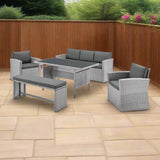 Two Tone Rattan Garden 5 Piece Sofa Dining Set - TGC