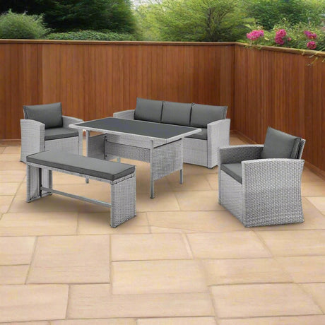 Two Tone Rattan Garden 5 Piece Sofa Dining Set - TGC