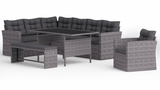 Two Tone Rattan Garden Corner Sofa Dining Set - TGC