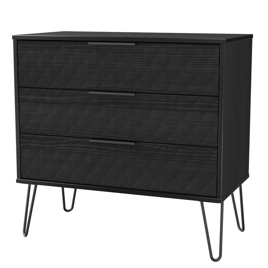 Harlequin 3 Drawer Chest with Black Hairpin Legs