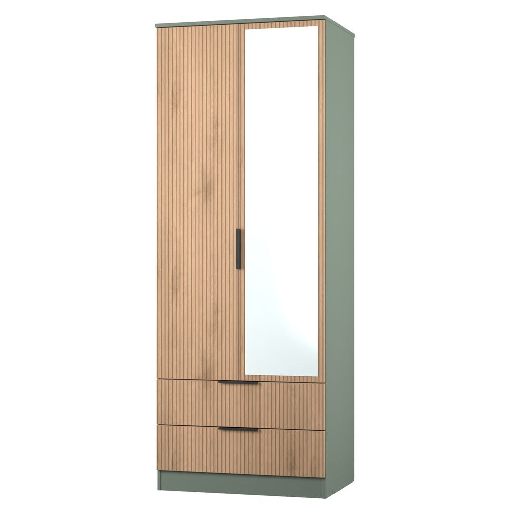 Java Tall Mirrored 2 Drawer 2 Door Double Wardrobe