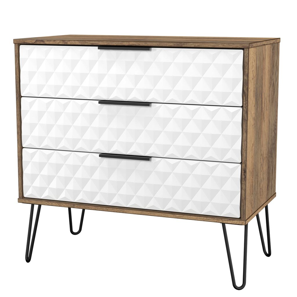 Harlequin 3 Drawer Chest with Black Hairpin Legs