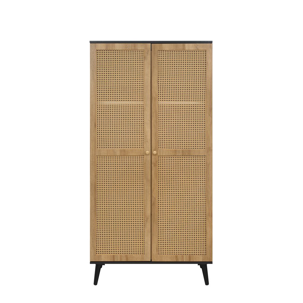 Manila Rattan 3 Piece Bedroom Set with 2 Door Wardrobe, Bedside Table & Chest of 3+2 Drawers