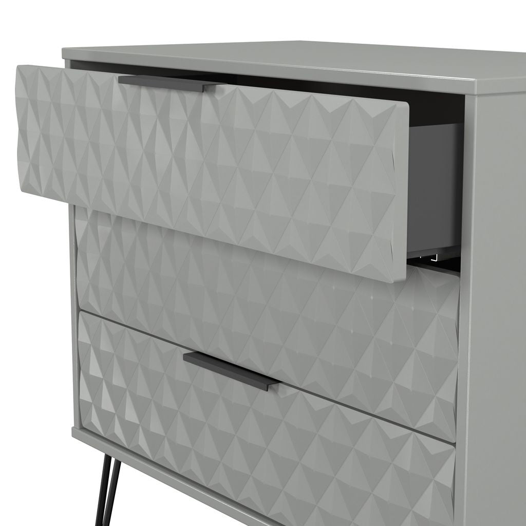 Harlequin 3 Drawer Chest with Black Hairpin Legs