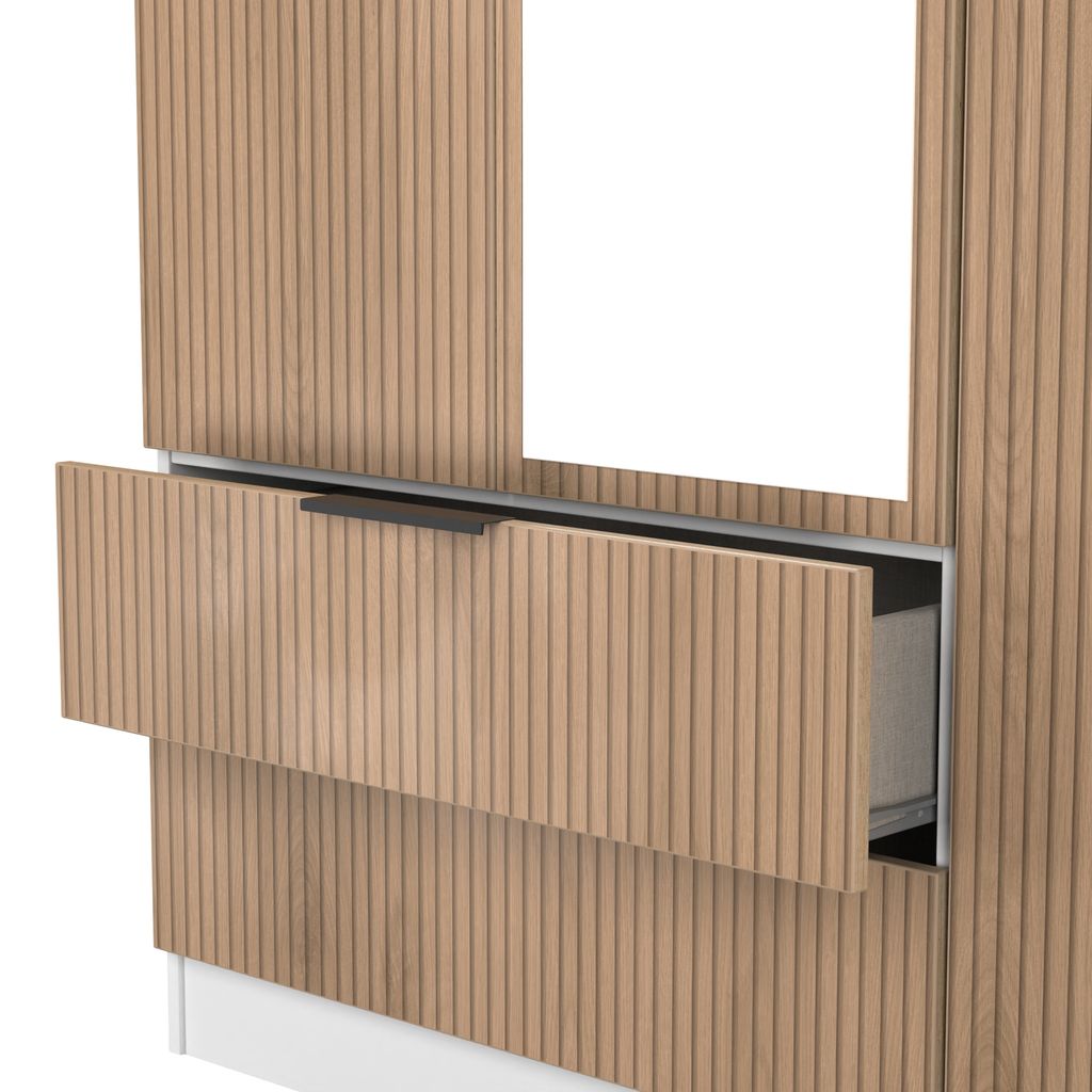 Java Tall Mirrored 2 Drawer 3 Door Triple Wardrobe
