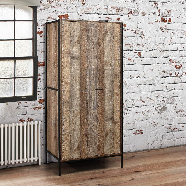 Urban Rustic Industrial 2 Door Wardrobe - Birlea