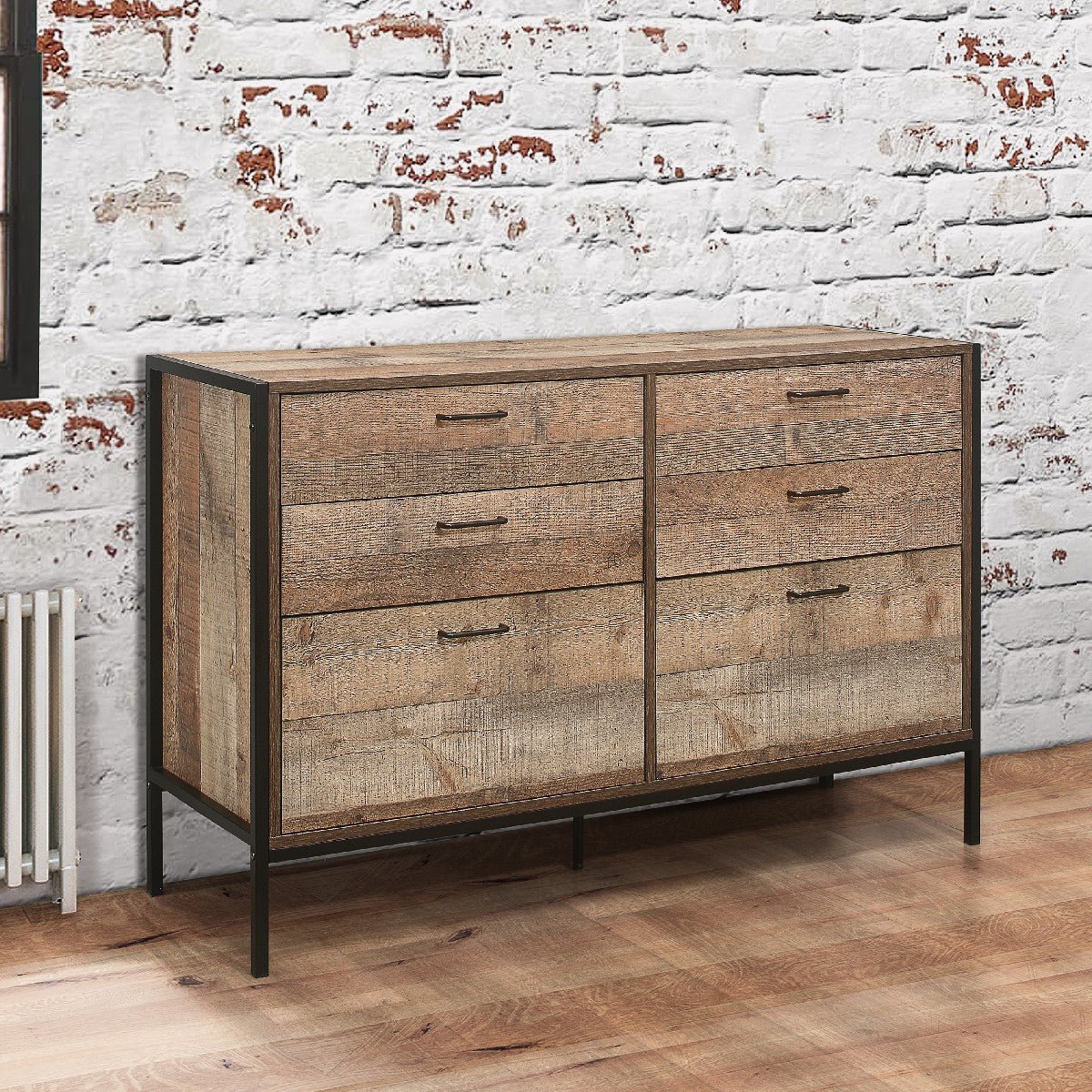 Urban Rustic Industrial 6 Drawer Chest - Birlea