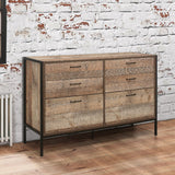 Urban Rustic Industrial 6 Drawer Chest - Birlea