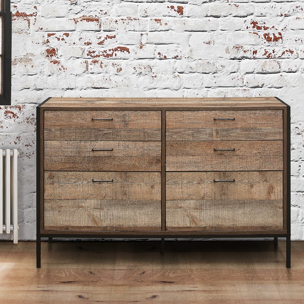 Urban Rustic Industrial 6 Drawer Chest - Birlea