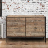 Urban Rustic Industrial 6 Drawer Chest - Birlea