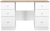 Vienna 6 Drawer Double Pedestal Dressing Table with Oak Top