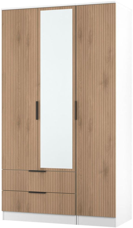 Java Tall Mirrored 2 Drawer 3 Door Triple Wardrobe