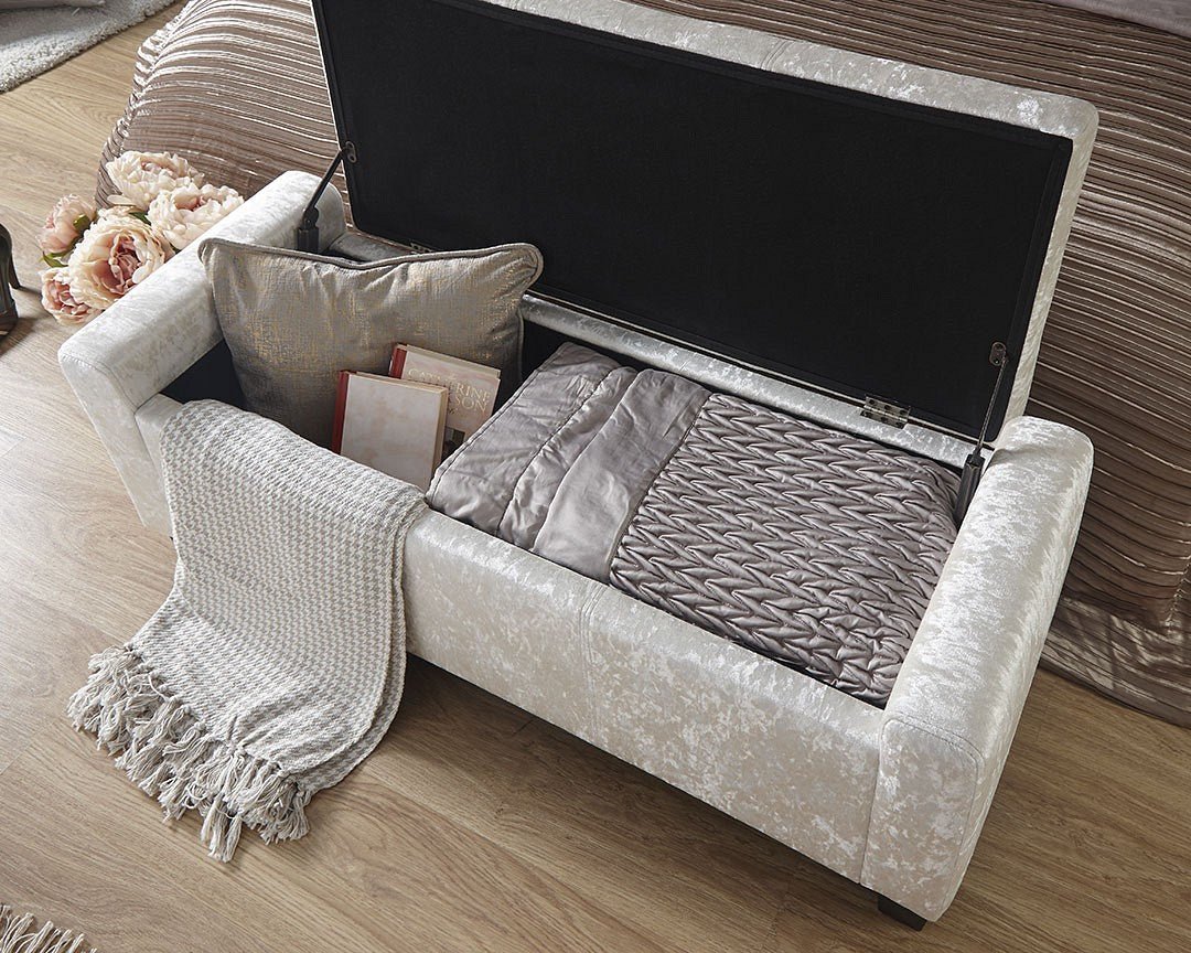 Verona Crushed Velvet Ottoman Bench - GFW
