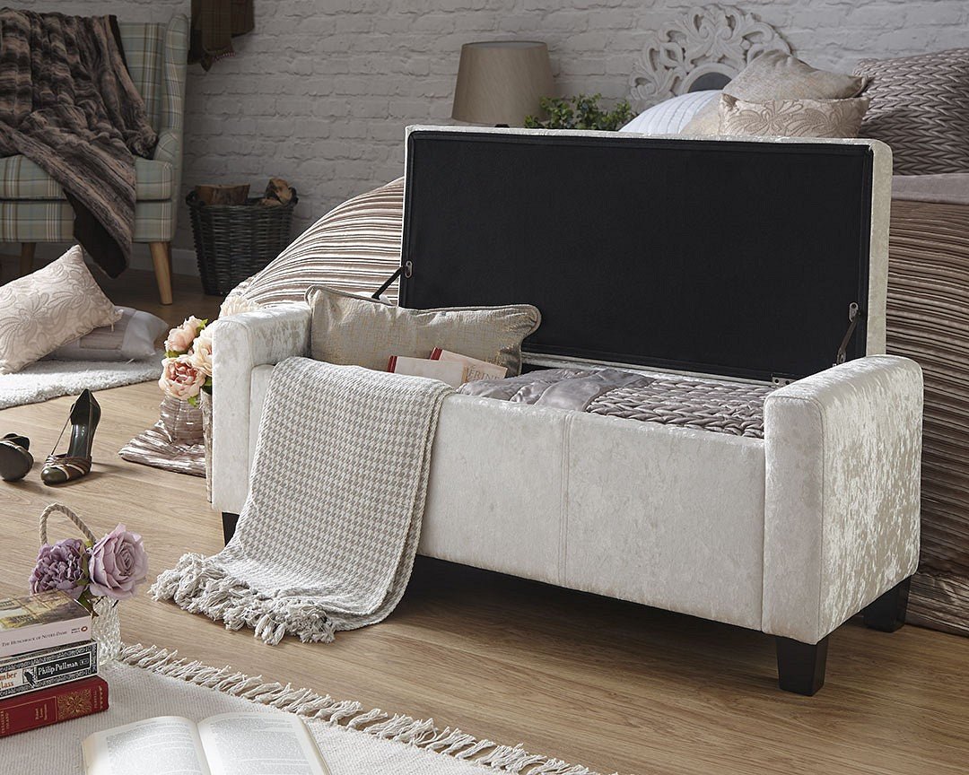 Verona Crushed Velvet Ottoman Bench - GFW
