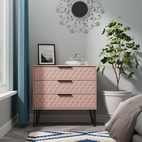 Harlequin 3 Drawer Chest with Black Hairpin Legs