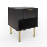 Nervata Black 1 Drawer Lamp Table with Gold Legs