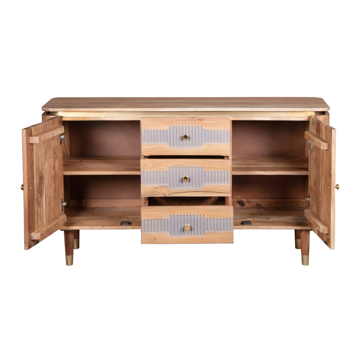 Wilton Acacia Wood 2 Door 3 Drawer Sideboard - Indian Hub