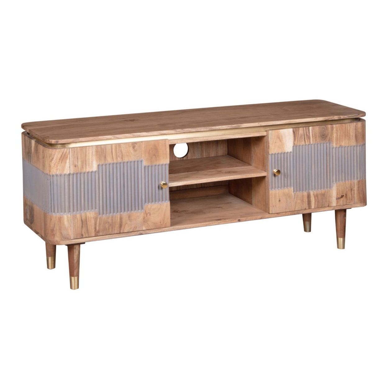 Wilton Acacia Wood 2 Door TV Unit - Indian Hub