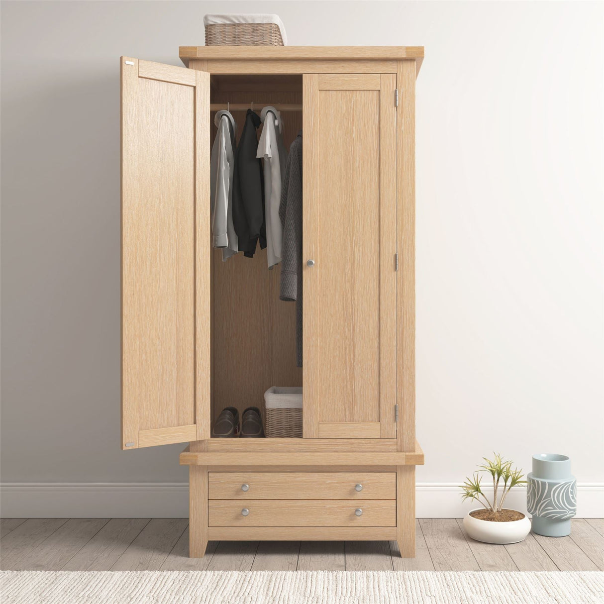 Windsor 2 Door 1 Drawer Wardrobe - Seconique