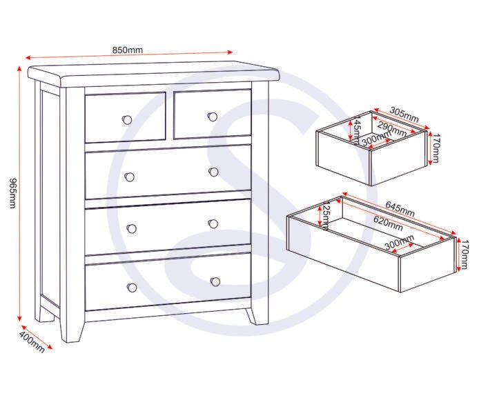 Windsor 3+2 Drawer Chest - Seconique