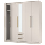 Haworth Tall 5 Door 2 Drawer Mirrored Wardrobe