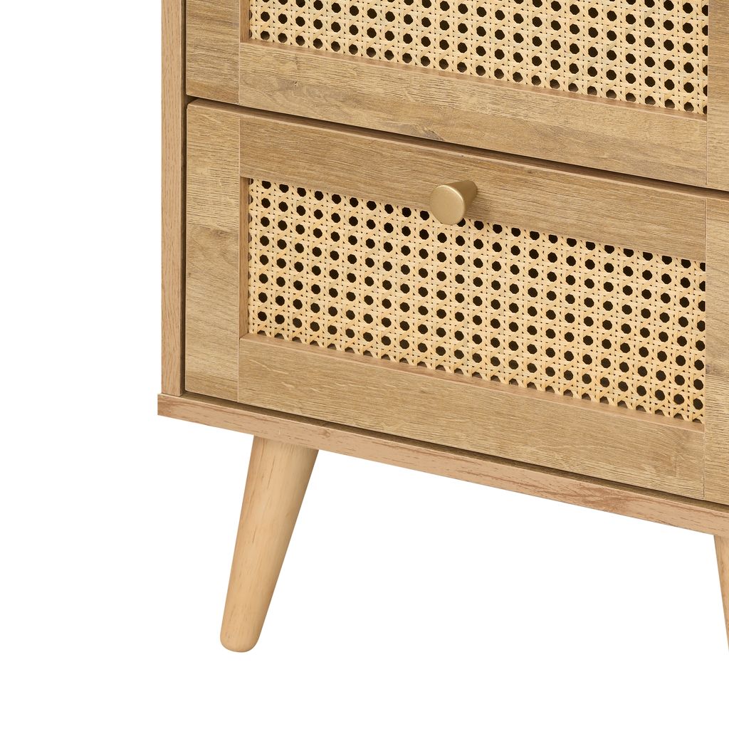 Manila Rattan 3 Piece Bedroom Set with 2 Door Wardrobe, Bedside Table & Chest of 3+2 Drawers