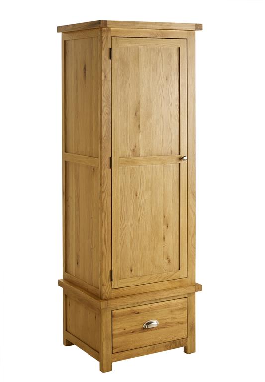 Woburn Solid Oak 1 Door 1 Drawer Wardrobe - Birlea