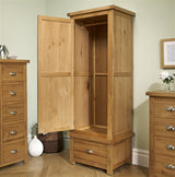 Woburn Solid Oak 1 Door 1 Drawer Wardrobe - Birlea