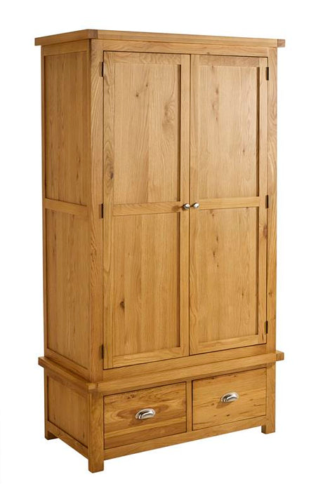Woburn Solid Oak 2 Door 2 Drawer Wardrobe - Birlea
