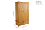 Woburn Solid Oak 2 Door 2 Drawer Wardrobe - Birlea