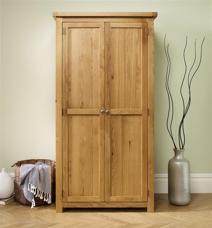 Woburn Solid Oak 2 Door Wardrobe - Birlea