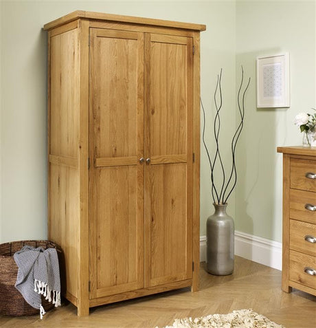 Woburn Solid Oak 2 Door Wardrobe - Birlea