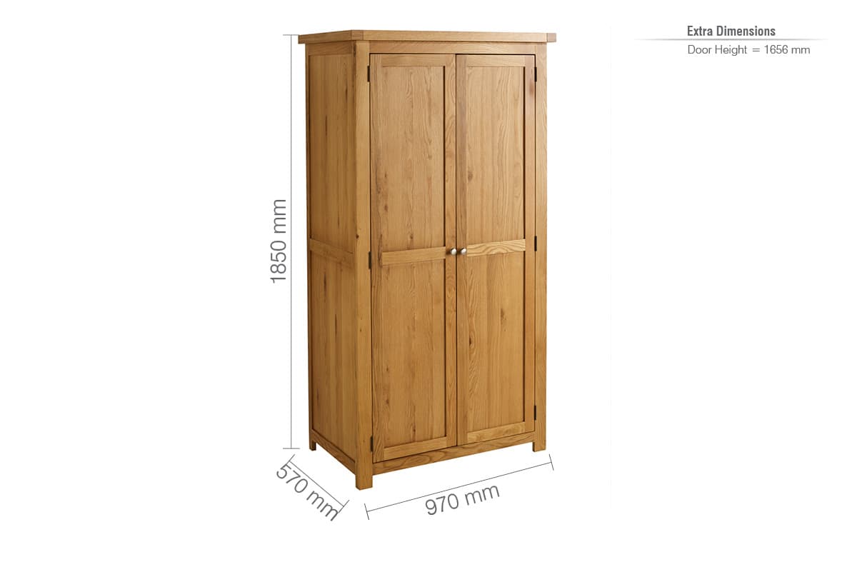 Woburn Solid Oak 2 Door Wardrobe - Birlea
