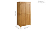 Woburn Solid Oak 2 Door Wardrobe - Birlea