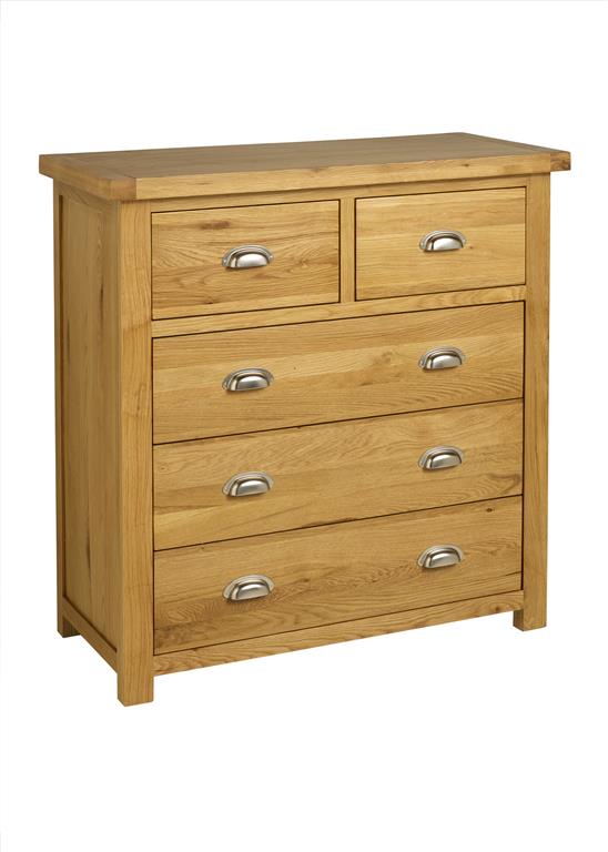 Woburn Solid Oak 3+2 Drawer Chest - Birlea