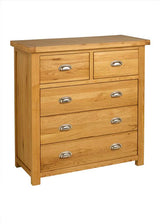 Woburn Solid Oak 3+2 Drawer Chest - Birlea