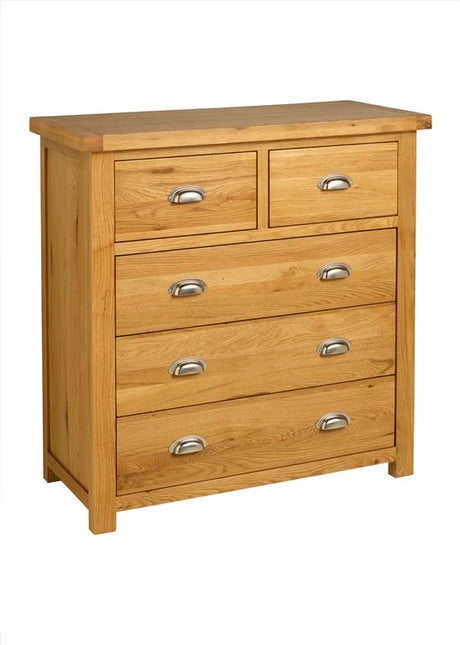 Woburn Solid Oak 3+2 Drawer Chest - Birlea