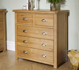 Woburn Solid Oak 3+2 Drawer Chest - Birlea