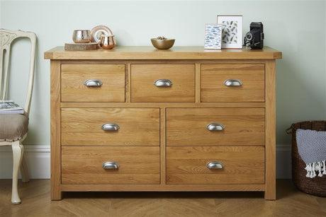 Woburn Solid Oak 4+3 Drawer Chest - Birlea