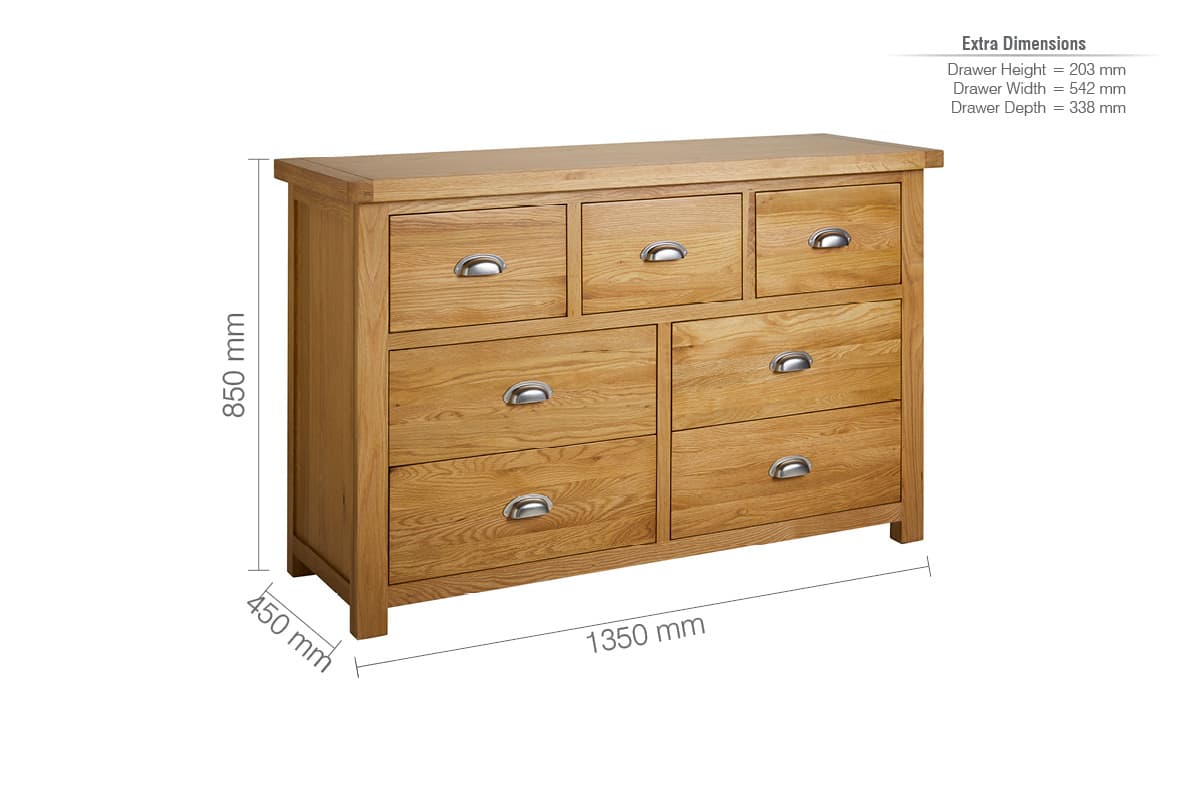 Woburn Solid Oak 4+3 Drawer Chest - Birlea