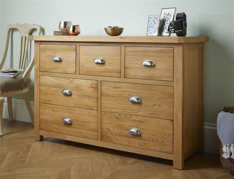 Woburn Solid Oak 4+3 Drawer Chest - Birlea