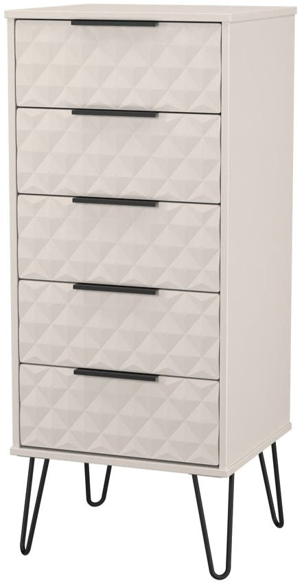 Harlequin 5 Drawer Bedside Table with Black Hairpin Legs