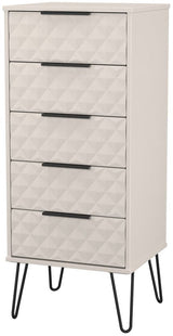 Harlequin 5 Drawer Bedside Table with Black Hairpin Legs