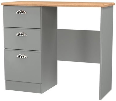 Victoria 3 Drawer Single Pedestal Dressing Table with Oak Top