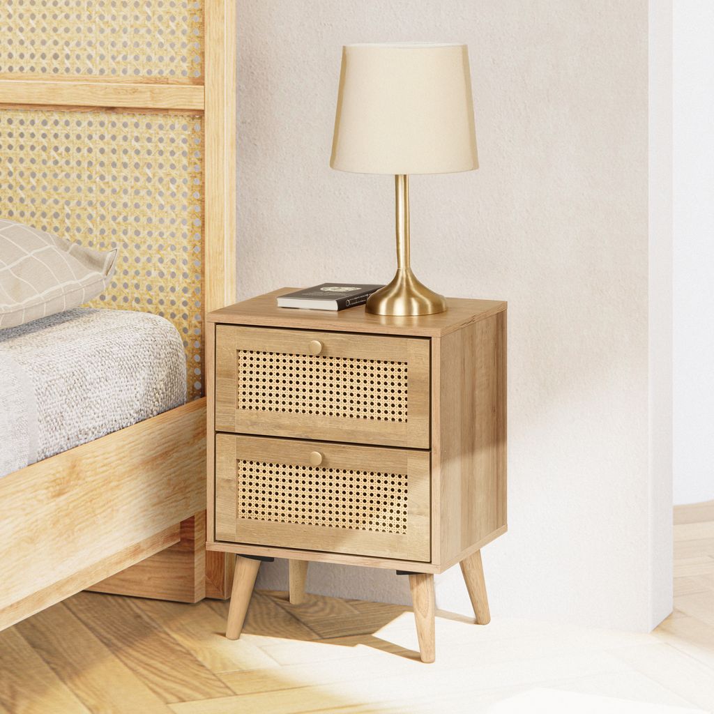 Manila Rattan 2 Drawer Bedside Table
