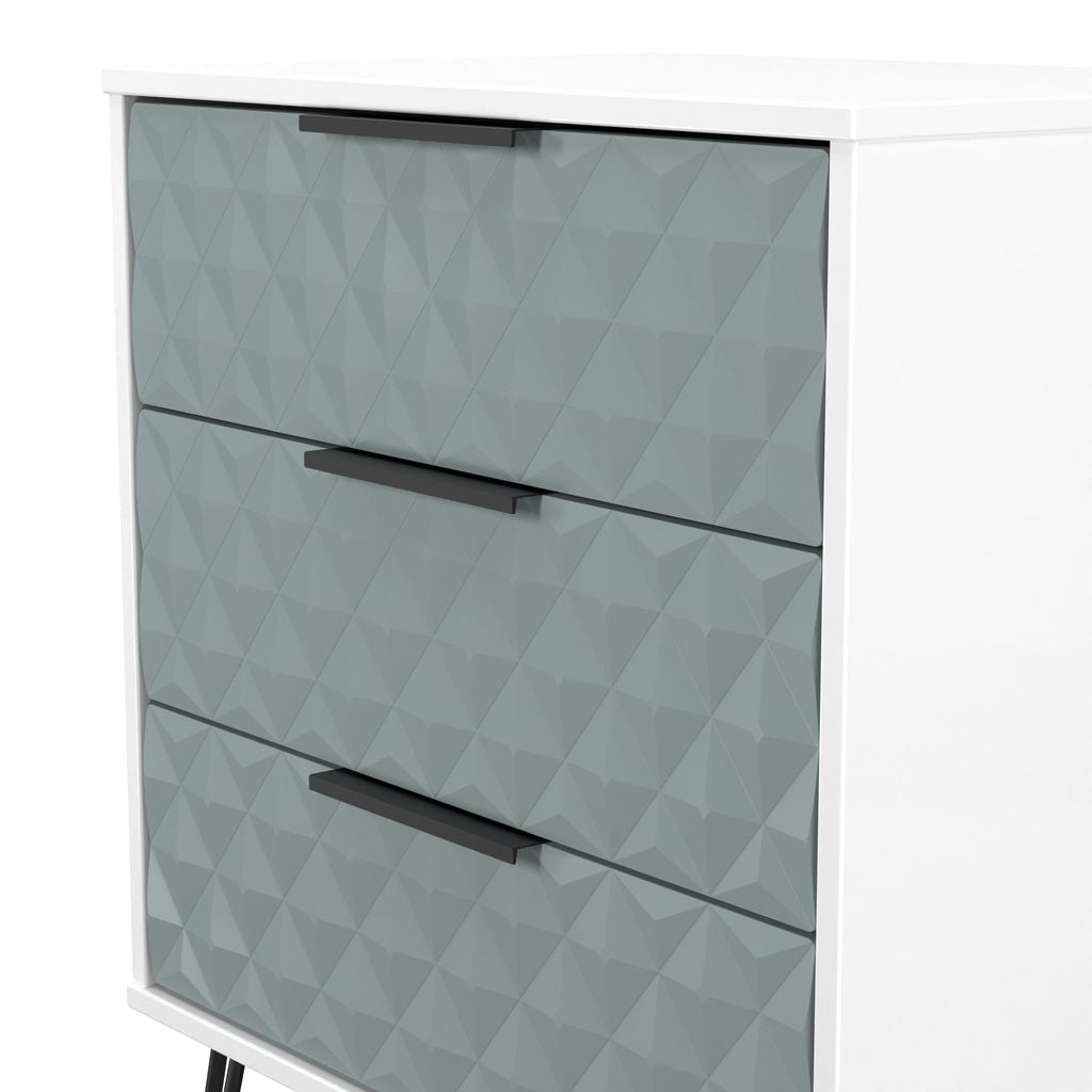 Harlequin 3 Drawer Midi Chest with Black Hairpin Legs